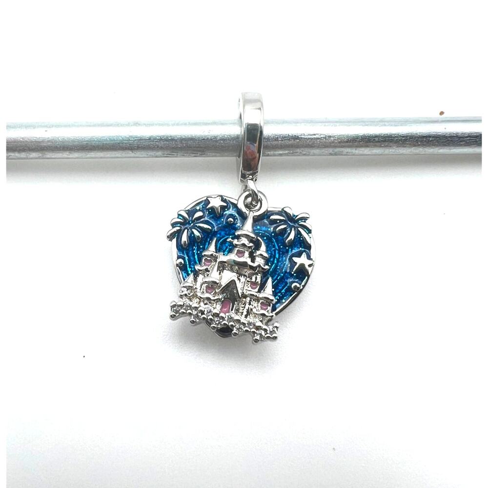NEW Castle Fireworks Heart Charm for European Bracelet